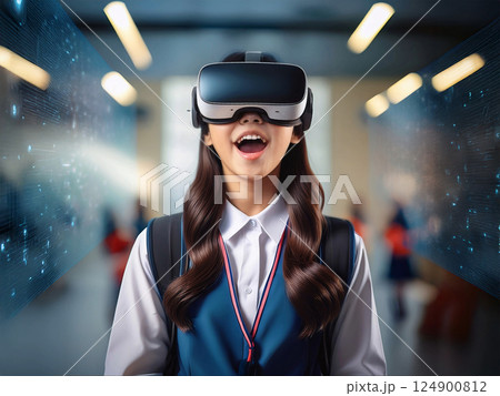 バーチャルリアリティを体験してタイムトリップする女子高校生 124900812