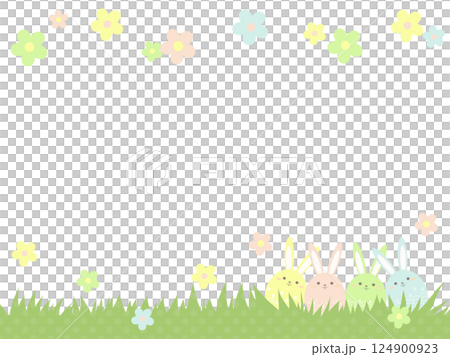 Spring illustration frame material with cute Easter eggs 124900923