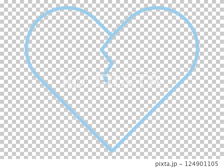 水色のヒビの入ったハートマーク・失恋 124901105