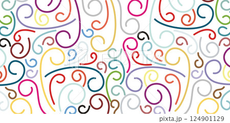 Colorful Swirls Pattern on a isolated white backgrounds for business cards templates, banner, flyer, covering calendar, web banner, signs, website header, landing page, social media templates elements 124901129