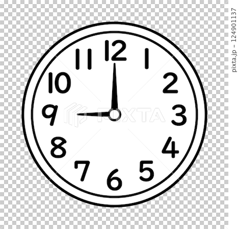 指向 9 點的類比時鐘 124901137