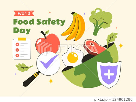 World Food Safety Day Vector Illustration on June 7 to Raise Awareness and Preventive Measures Against Food Safety Risks with Fruits and Vegetables World Food Safety Day Vector Illustration on June 7 to Raise Awareness and Preventive Measures Against Food Safety Risks with Fruits and Vegetables 124901296