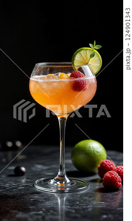 Cocktail isolated on black background  124901343