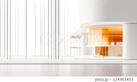流れるような建築構造を持つミニマルな公共空間 124901452