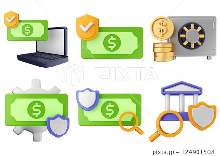 3d payment money protection security icon illustration set bundle 3d payment money protection security icon illustration set bundle 124901508