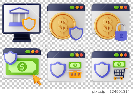 3d payment money protection security icon illustration set bundle 3d payment money protection security icon illustration set bundle 124901514