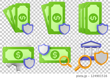 3d payment money protection security icon illustration set bundle 3d payment money protection security icon illustration set bundle 124901516
