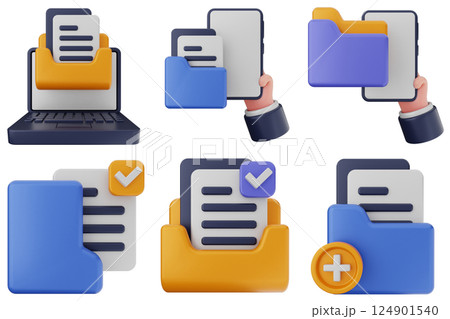 3d folder file document icon set bundle 3d folder file document icon set bundle 124901540