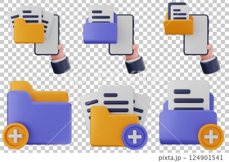 3d folder file document icon set bundle 124901541