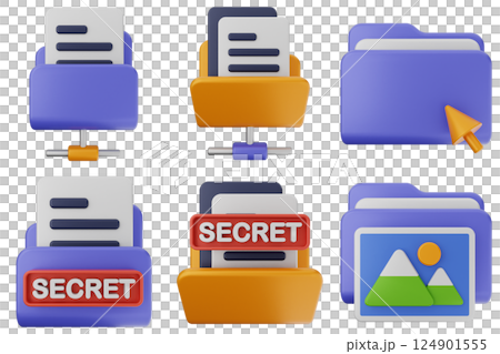 3d folder file document icon set bundle 124901555