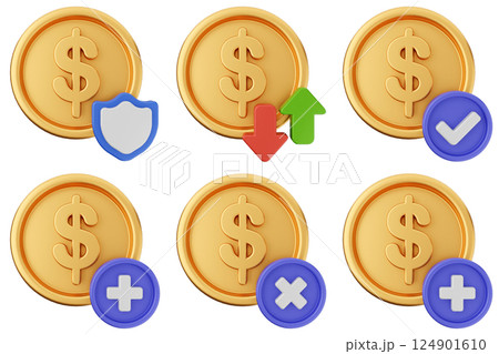 3d money dollar payment finance business icon set bundle 124901610