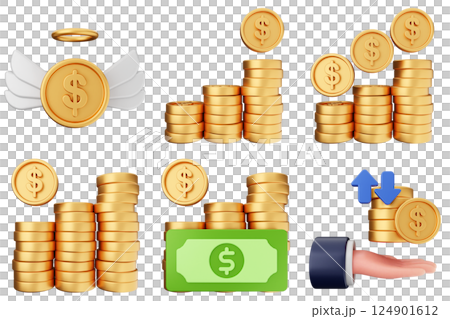 3d money dollar payment finance business icon set bundle 124901612