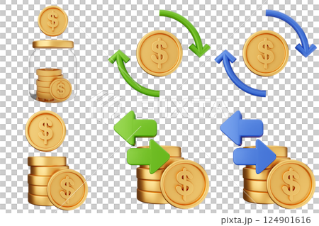 3d money dollar payment finance business icon set bundle 124901616