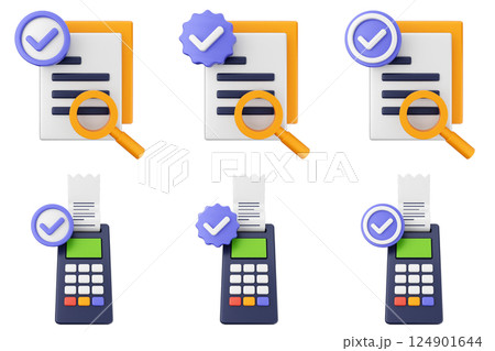 3d verification check mark approve success icon set bundle 124901644