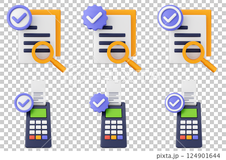 3d verification check mark approve success icon set bundle 124901644