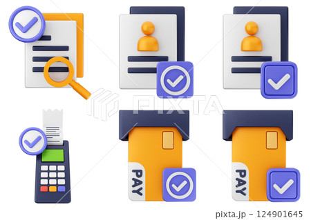 3d verification check mark approve success icon set bundle 3d verification check mark approve success icon set bundle 124901645