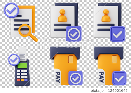 3d verification check mark approve success icon set bundle 3d verification check mark approve success icon set bundle 124901645
