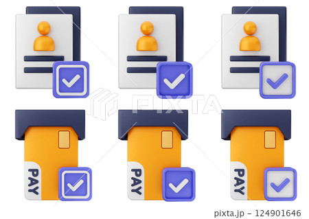 3d verification check mark approve success icon set bundle 3d verification check mark approve success icon set bundle 124901646