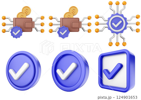 3d verification check mark approve success icon set bundle 3d verification check mark approve success icon set bundle 124901653