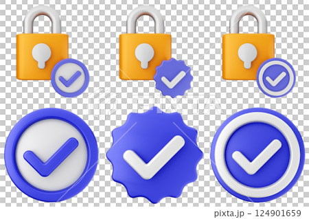 3d verification check mark approve success icon set bundle 3d verification check mark approve success icon set bundle 124901659