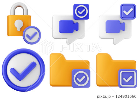 3d verification check mark approve success icon set bundle 3d verification check mark approve success icon set bundle 124901660