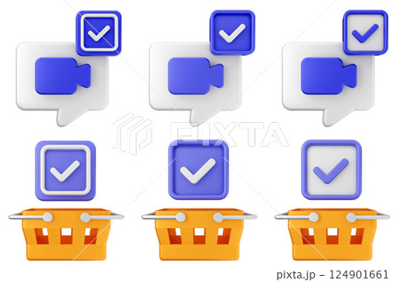 3d verification check mark approve success icon set bundle 124901661