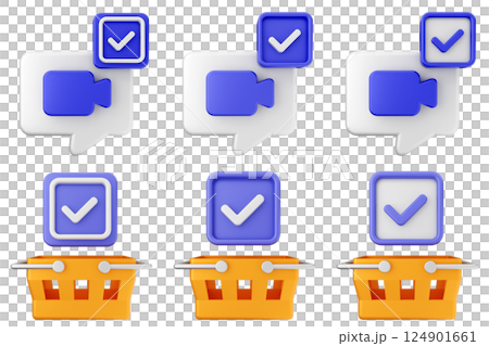 3d verification check mark approve success icon set bundle 124901661