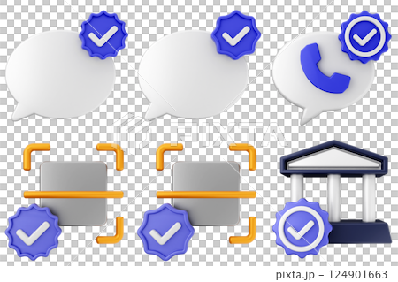 3d verification check mark approve success icon set bundle 124901663