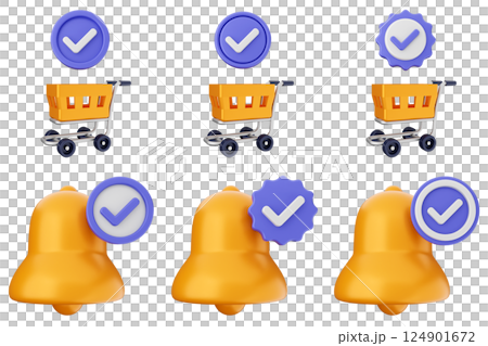 3d verification check mark approve success icon set bundle 124901672