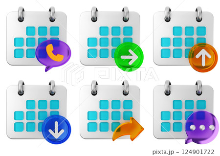 3d calendar icon set bundle 124901722