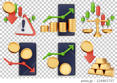 3d trading money transaction finance currency icon set bundle illustration 3d trading money transaction finance currency icon set bundle illustration 124901737
