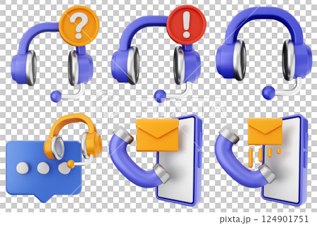 3d helpdesk support center customer service icon set bundle 124901751