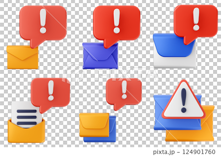 3d mail email message icon set bundle 124901760