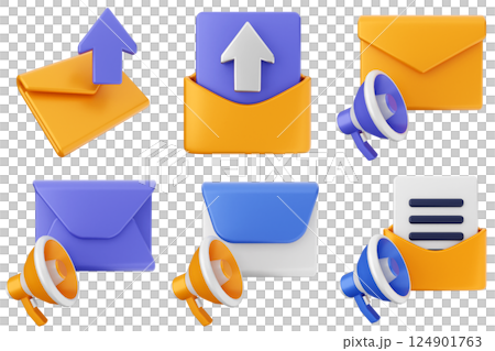 3d mail email message icon set bundle 124901763