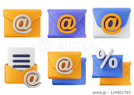 3d mail email message icon set bundle 3d mail email message icon set bundle 124901765