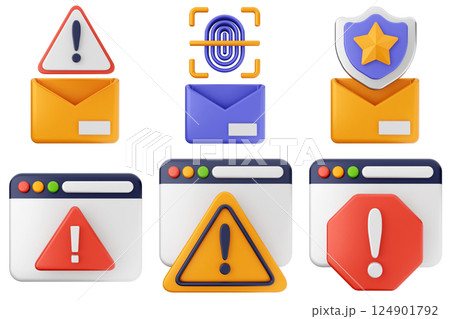 3d internet security protection icon set bundle 124901792