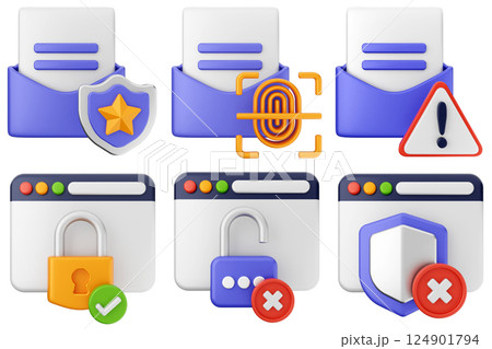 3d internet security protection icon set bundle 124901794