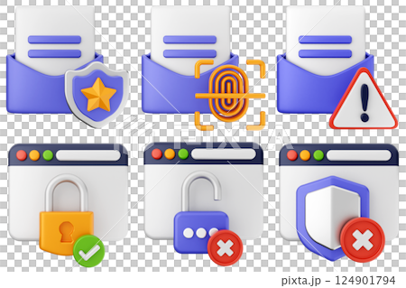 3d internet security protection icon set bundle 124901794