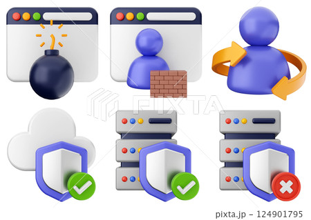 3d internet security protection icon set bundle 3d internet security protection icon set bundle 124901795