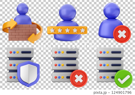 3d internet security protection icon set bundle 3d internet security protection icon set bundle 124901796