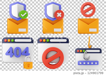 3d internet security protection icon set bundle 124901799