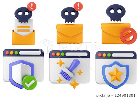 3d internet security protection icon set bundle 3d internet security protection icon set bundle 124901801