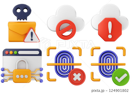 3d internet security protection icon set bundle 124901802