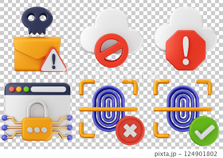 3d internet security protection icon set bundle 124901802