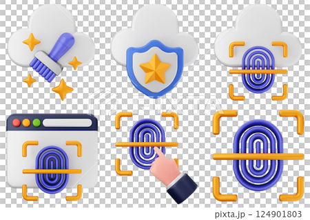 3d internet security protection icon set bundle 124901803