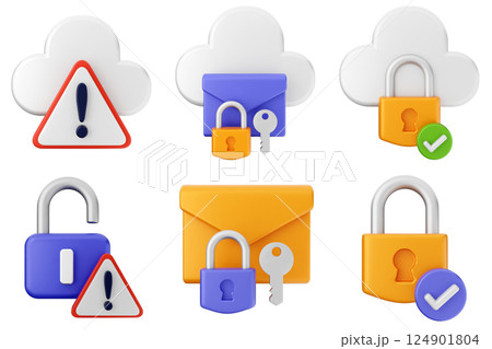 3d internet security protection icon set bundle 3d internet security protection icon set bundle 124901804