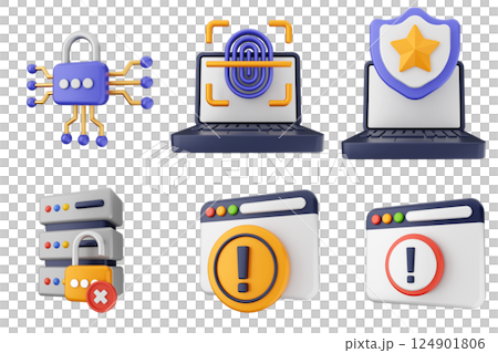 3d internet security protection icon set bundle 124901806