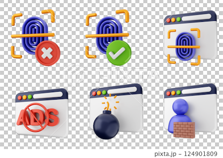 3d internet security protection icon set bundle 124901809