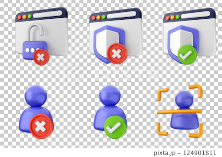 3d internet security protection icon set bundle 124901811
