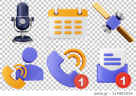 3d media communication icon set bundle 124901834